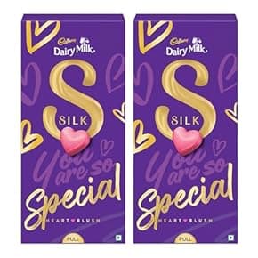 gift for partner: Cadbury Dairy Milk Silk Valentine's Heart Blush Chocolate Bar Gift Pack, 250 g (Pack of 2)