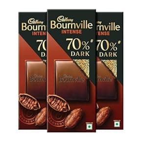 gift for partner: Cadbury Bournville Rich Cocoa 70% Dark Chocolate Bar, 80 g (Pack of 3)