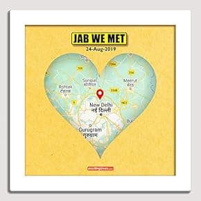 gift for partner: exciting Lives - Personalised Jab We Met Wooden Frame - Gift for Valentine's Day, Anniversary - for Girlfriend, Boyfriend, Wife, Husband - 29 x 29 cm