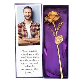 gift for partner: Customised Message and Image Gift for Girlfriend Boyfriend Husband Wife Love Couple Decorative 24k Gold Plated Artificial Rose Flower with Box,Personalised|Anniversary|Valentine's Day|Birthday