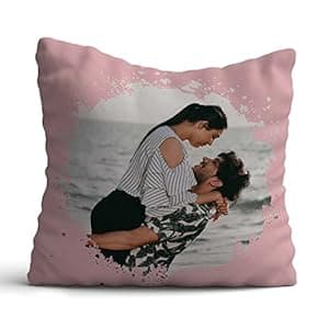 gift for partner: Giftcart Valentines Day Special Photo Cushion Gift for Couples | Pink Personalised Cushion Gift for Girlfriend or Boyfriend on Valentines Day (30x30 cm Polyester Cushion)