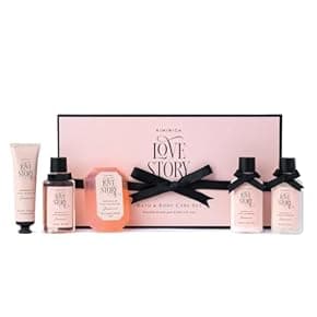 Beauty & Grooming gifts for partner: Kimirica Love Story Luxury Bath and Body Care Gift Set Box | Bath Salt, Body Wash, Body Lotion, Bathing Bar and Hand cream | Pack of 5 | For Men and Women | Pampering Kit for Birthday, Anniversary & All Special Occasions | Premium Gift Packaging 100% Vegan