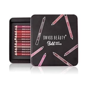 Beauty & Grooming gifts for partner: Swiss Beauty Bold Matt Lip Liner | Set of 12 | Long-lasting |Matte Finish | Non-drying, 19.2gm