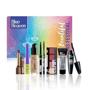 Beauty & Grooming gifts for partner: Blue Heaven Festive MakeUp Kit For Women, Medium Tone Combo, Pack of 8, 32.1g+45.5ml