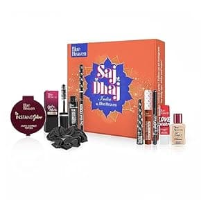 Beauty & Grooming gifts for partner: Blue Heaven Saj Dhaj Festive Makeup Kit for women- Natural, Pack of 10 | Full face Makeup kit, Medium Tone combo, 19g+26.3ml